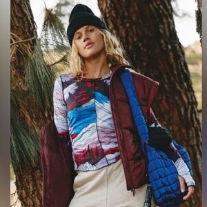 Free People FP Movement Right On Run Top Rocky Ridge Twilight Combo NWOT
